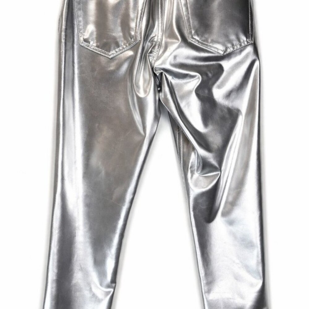 DAVID BOWIE WOULD HAVE LOVED THESE PANTS!!  Silver metallic "jeans" size 28